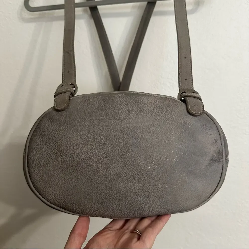 Vintage 90s Jones NY Triangle Leather Backpack Rock Stone Gray Convertible Bag